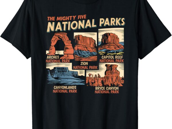 Vintage moab souvenir big 5 utah mighty five national park t-shirt