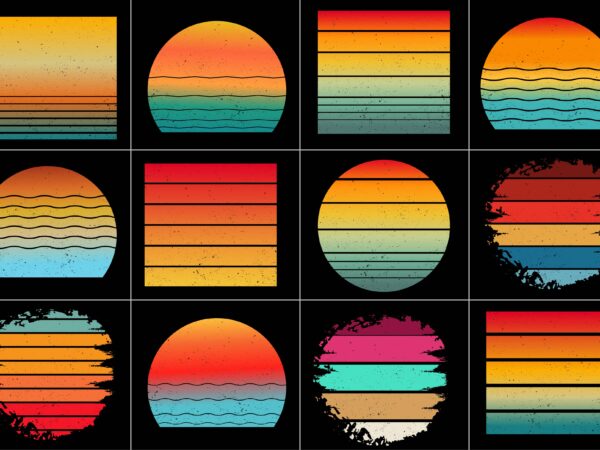 Vintage retro sunset grunge background t shirt vector art