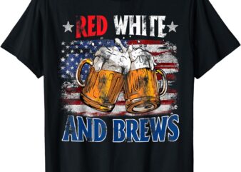 Vintage USA Beer Drinking Fourth of July Red White And Brew T-Shirt