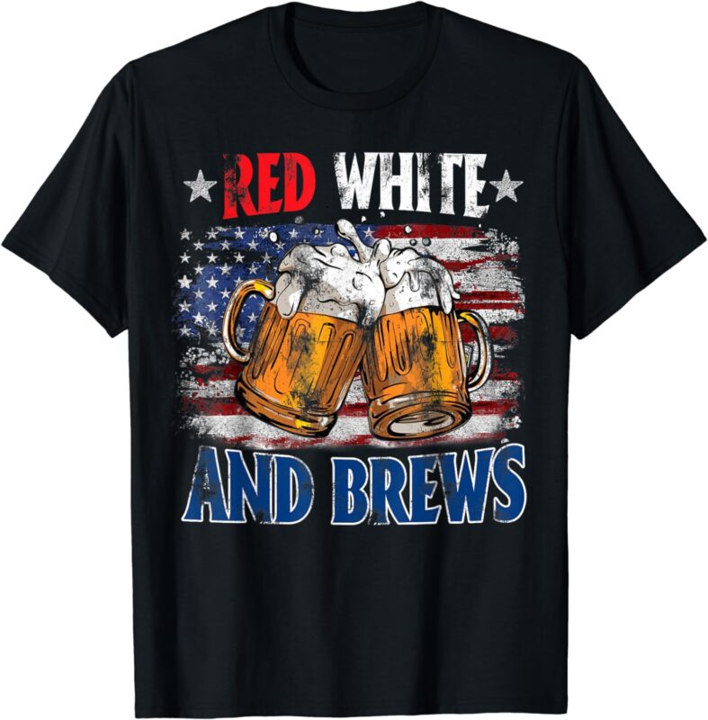 Vintage USA Beer Drinking Fourth of July Red White And Brew T-Shirt