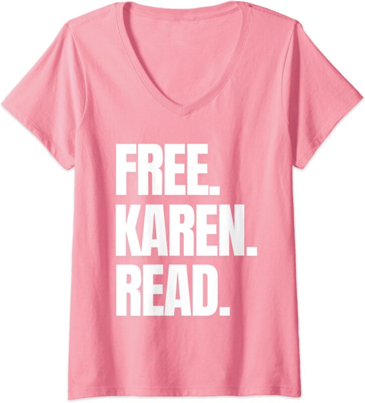 Womens Free Karen Read on Pink 2024 V-Neck T-Shirt