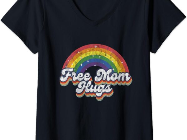 Womens free mom hugs rainbow bisexual lesbian lgbt flag pride month v-neck t-shirt