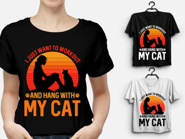 Workout with my cat t-shirt design