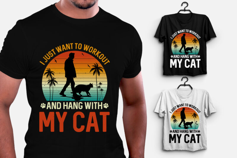 Workout with My Cat T-Shirt Design T-Shirt Design