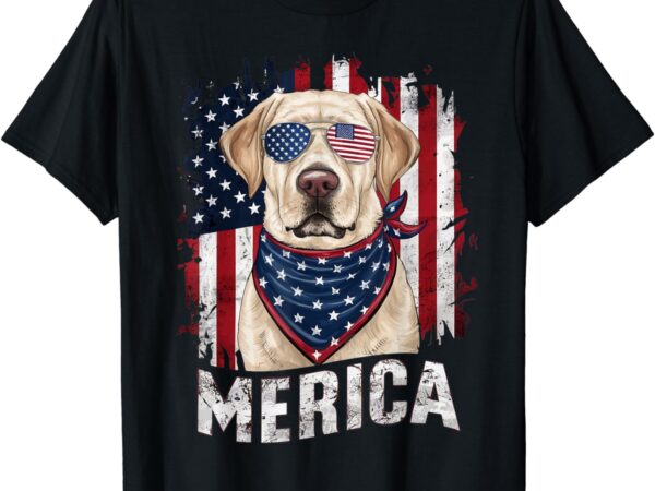 Yellow labrador retriever 4th of july merica usa flag lab t-shirt