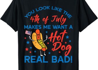 You Look Like 4th July Hotdog Patriotic Men Women Kids Youth T-Shirt