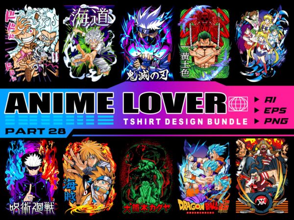 Populer anime lover part 28 tshirt design bundle illustration