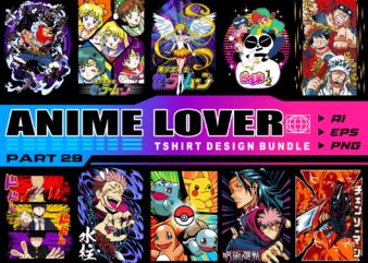Populer anime lover part 29 tshirt design bundle illustration