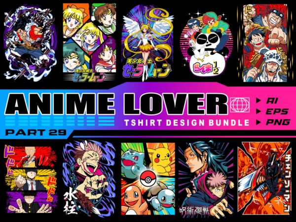 Populer anime lover part 29 tshirt design bundle illustration