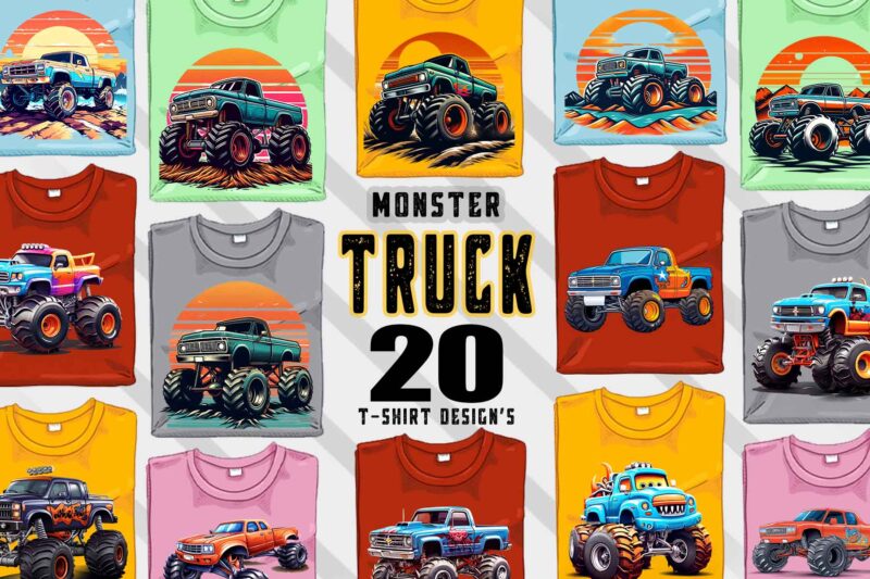 20Monster truck T-shirt Design Illustration T-shirt Clipart Bundle