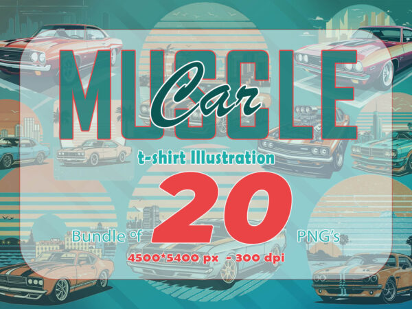 20 american muscle car illustration t-shirt design inspiration with illustration clipart for print on demand websites