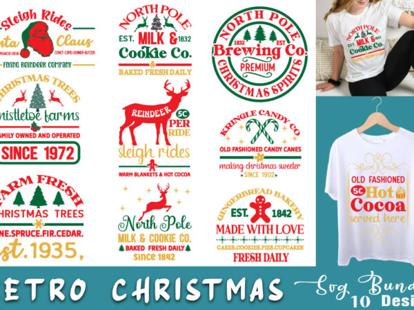 Retro christmas t-shirt bundle retro christmas svg bundle