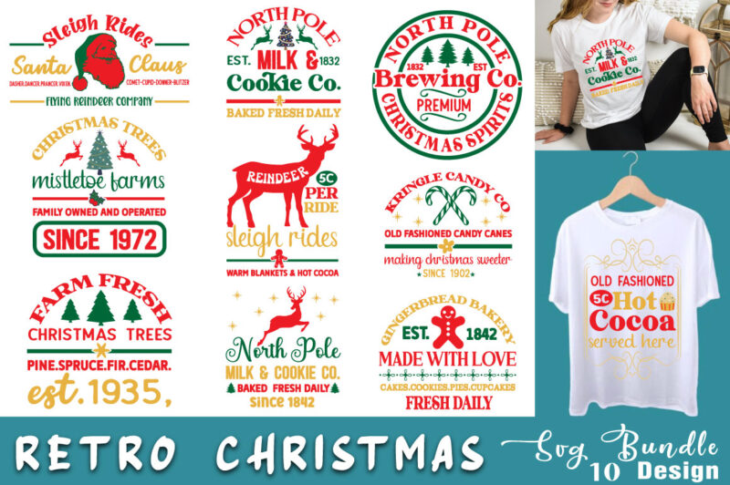 Retro Christmas T-shirt Bundle Retro Christmas Svg Bundle