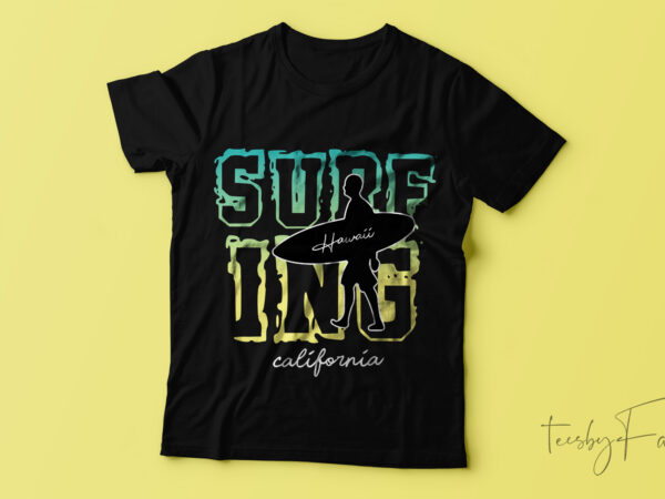 “ride the waves” surfing t-shirt design.