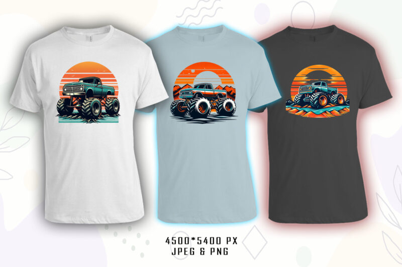20Monster truck T-shirt Design Illustration T-shirt Clipart Bundle