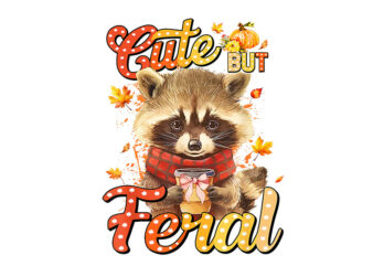 Feral Girl Halloween Raccoon PNG, Cute But Feral Racoon PNG, Racoon Fall Season PNG