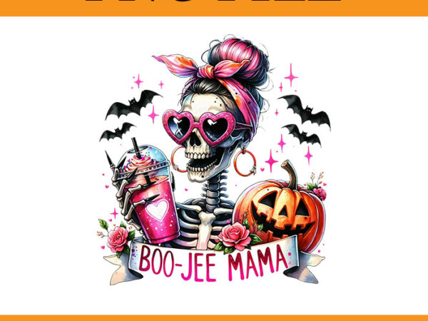 Boo-jee mama skeleton png, spooky season jack o lantern halloween png t shirt template