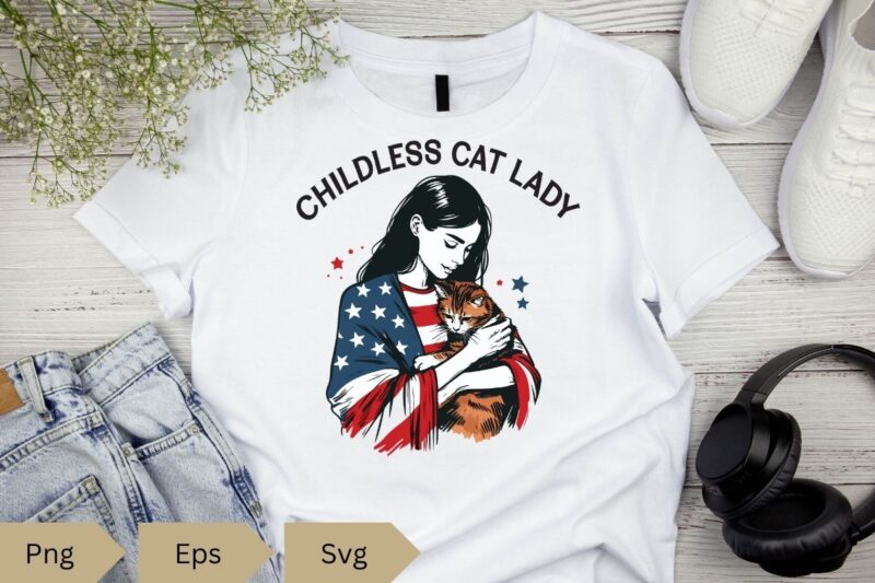 Funny Childless Cat Lady Vote T-shirt design vector