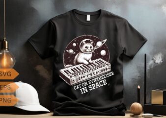 cat synthesizer in space funny cat vector, cat t-shirts, synth t-shirts, synthesizer t-shirts, cat on synthesizer in space t-shirts, cat on