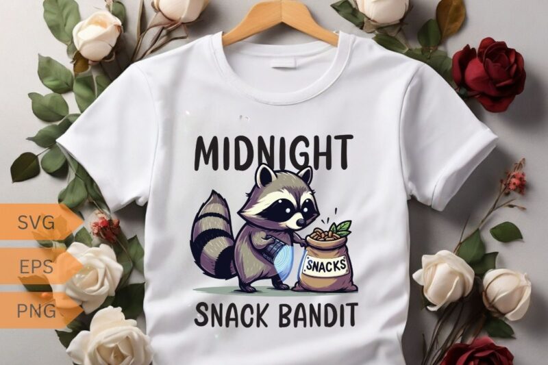 Midnight Snack Bandit Funny Raccoon Lovers T-shirt, Trash Panda Shirt, Vintage 90s Gag Shirt, Funny Cute Shirt, Funny Raccoon quote, Raccoon