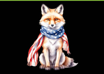 Fox 4th Of July American Flag PNG, Fox Animal Patriotic Day PNG