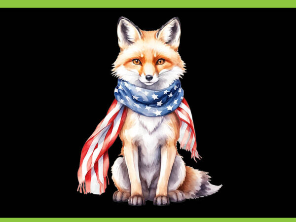 Fox 4th of july american flag png, fox animal patriotic day png t shirt graphic design