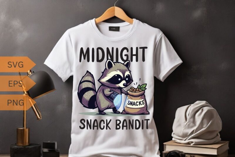 Midnight Snack Bandit Funny Raccoon Lovers T-shirt, Trash Panda Shirt, Vintage 90s Gag Shirt, Funny Cute Shirt, Funny Raccoon quote, Raccoon