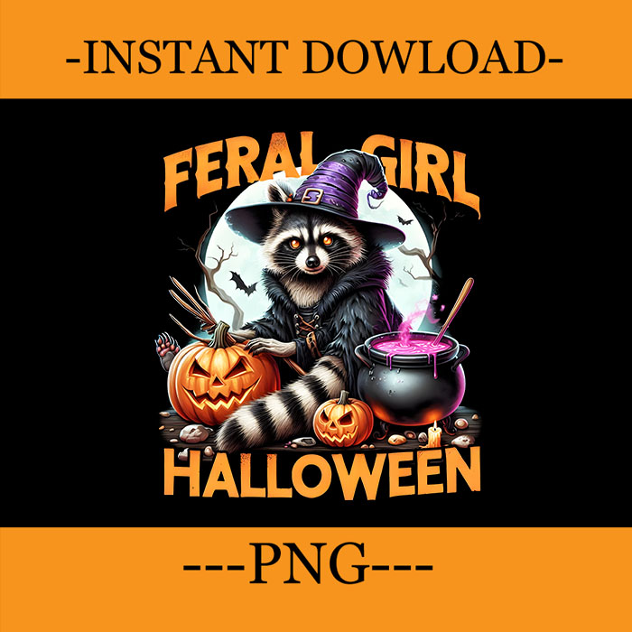 Bundle 30 Racoon Fall Season PNG, Feral Girl Halloween Raccoon PNG, Feral Fall Autumn PNG,