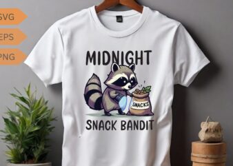 Midnight snack bandit funny raccoon lovers t-shirt, trash panda shirt, vintage 90s gag shirt, funny cute shirt, funny raccoon quote, raccoon