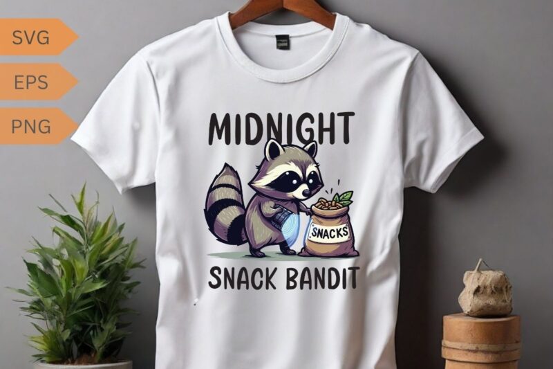 Midnight Snack Bandit Funny Raccoon Lovers T-shirt, Trash Panda Shirt, Vintage 90s Gag Shirt, Funny Cute Shirt, Funny Raccoon quote, Raccoon