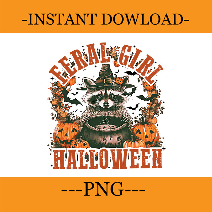 Feral Girl Halloween Raccoon PNG, Raccoon Witch PNG