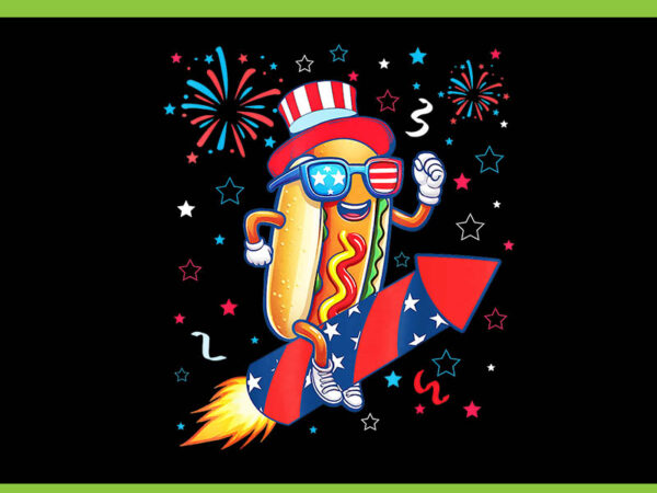 Hotdog 4th of july png, rocket and fireworks usa flag png graphic t shirt