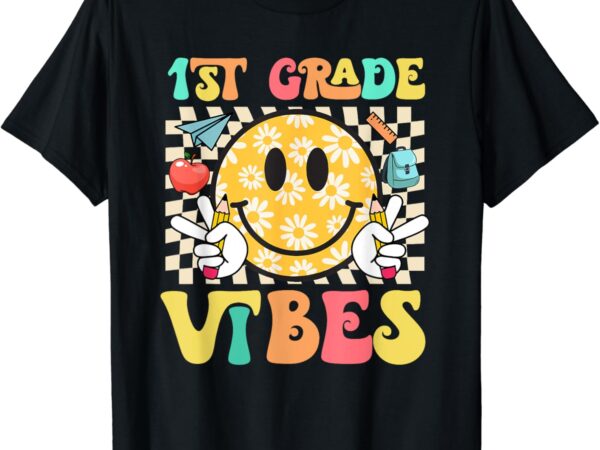 1st grade vibes smile face back to school girls first grade t-shirt