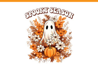 Spooky Season Pumpkin Fall Autumn PNG, Spooky Season Ghost PNG t shirt template vector