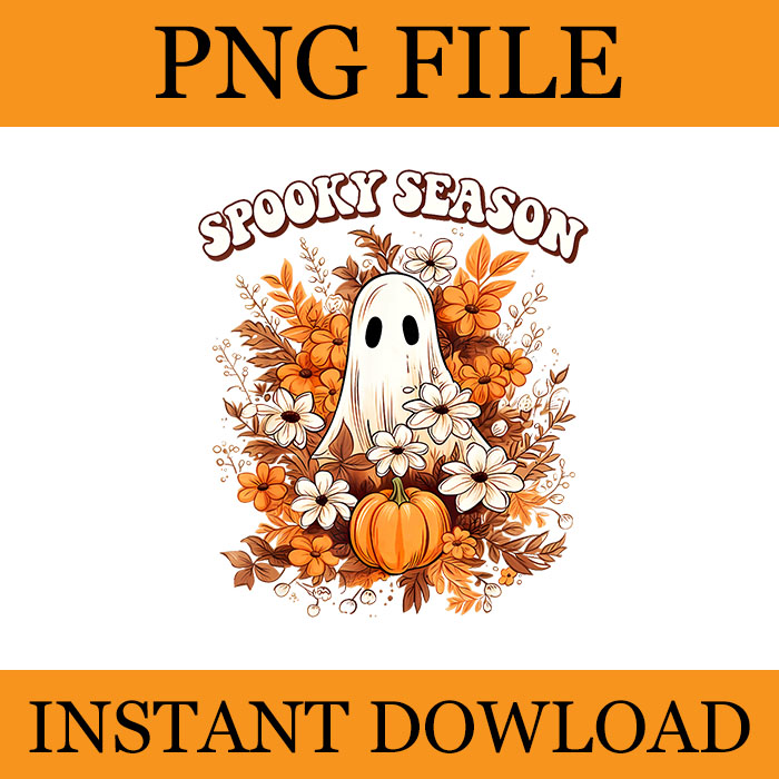 Spooky Season Pumpkin Fall Autumn PNG, Spooky Season Ghost PNG