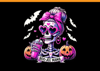 Boo-Jee Mama Skeleton PNG, Spooky Season Jack O Lantern Halloween PNG t shirt template