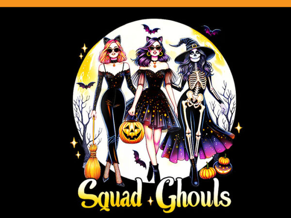 Retro squad ghouls spooky witches png, squad ghouls horror characters png t shirt design online