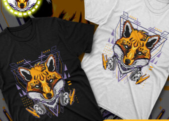 Cyber Fox Tshirt Design (ai/eps/psd/dxf/pdf/svg/webp/jpg/png)
