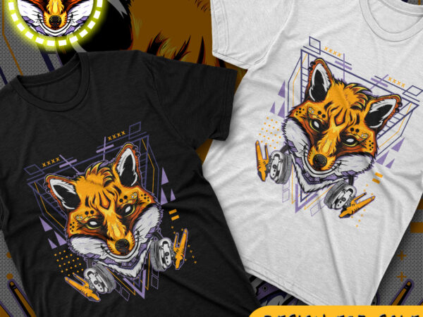 Cyber fox tshirt design (ai/eps/psd/dxf/pdf/svg/webp/jpg/png)