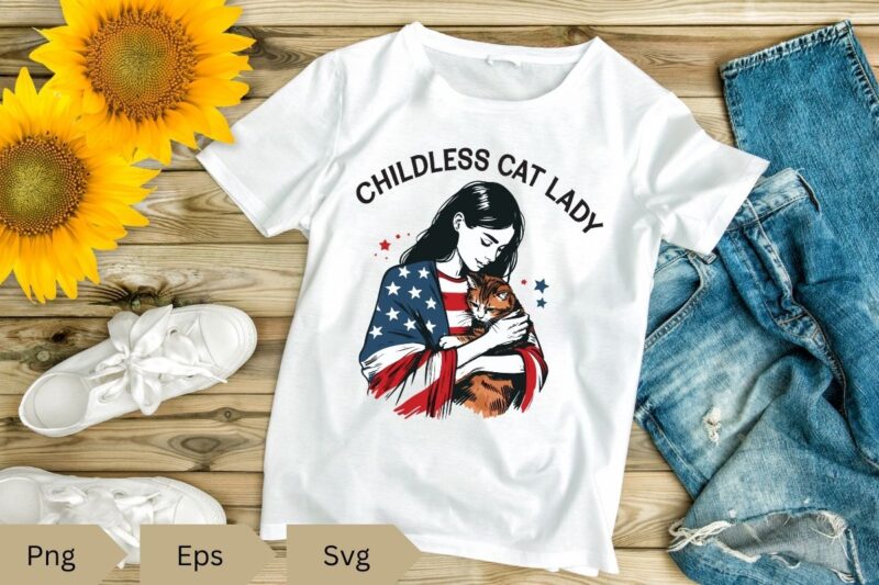 Funny Childless Cat Lady Vote T-shirt design vector