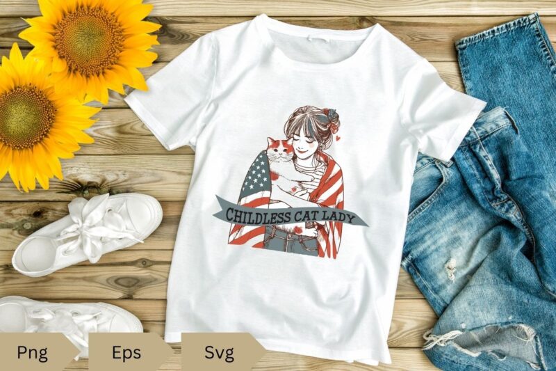 Funny Childless Cat Lady Vote T-shirt design vector