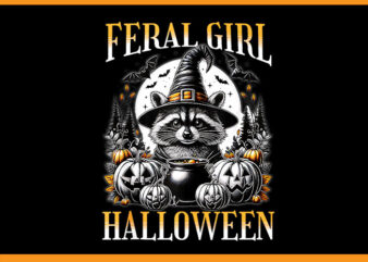 Feral Girl Halloween Raccoon PNG, Raccoon Witch PNG, Racoon Halloween PNG