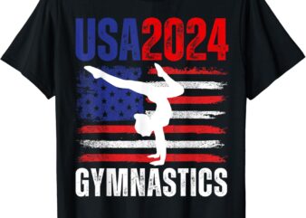 2024 USA American Flag Gymnastics Tee Gymnast 4th of July T-Shirt