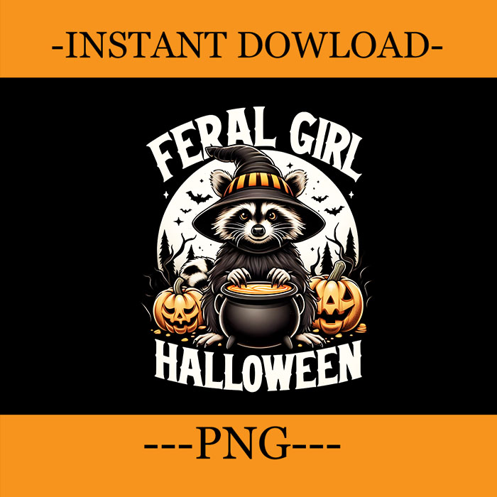 Feral Girl Halloween Raccoon PNG, Halloween Raccoon PNG, Raccoon Witch PNG