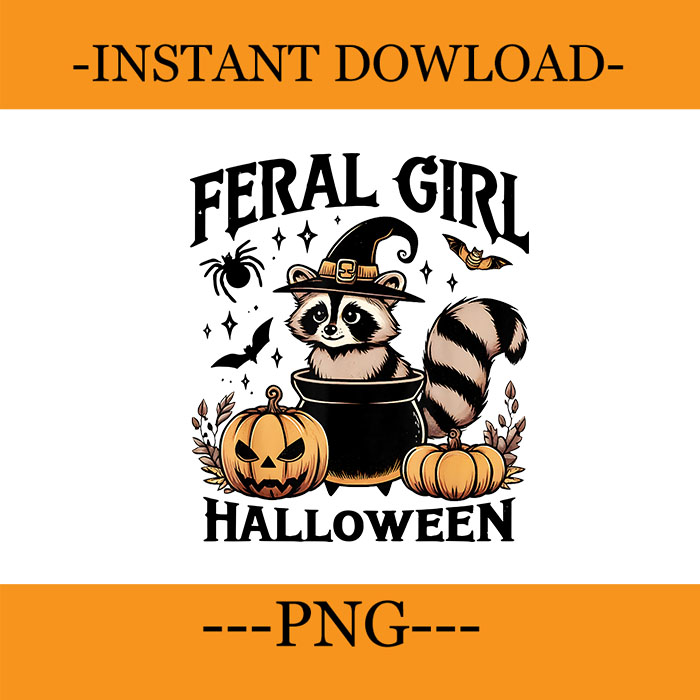 Bundle 30 Racoon Fall Season PNG, Feral Girl Halloween Raccoon PNG, Feral Fall Autumn PNG,