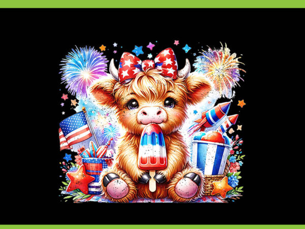 4th of july highland cow popsicle firework png, cow 4th of july png