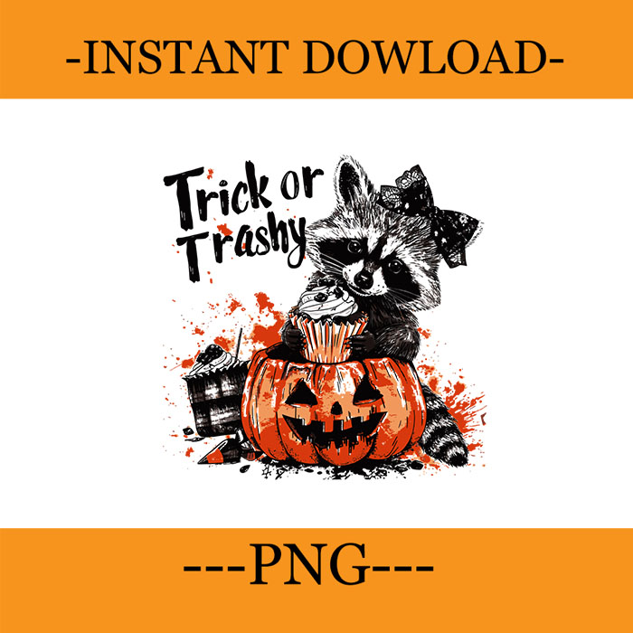 Trick Or Trashy Racoon Ghost Halloween PNG, Halloween Raccoon PNG, Raccoon Witch PNG