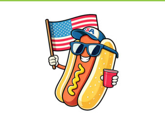 4th Of July Hotdog PNG, Hot Dog Flag USA PNG