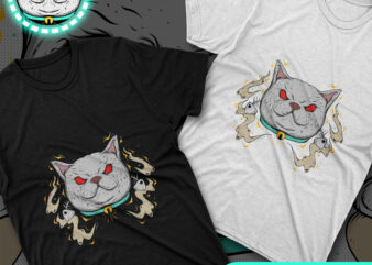 Scary Cat Tshirt Design (AI/EPS/PSD/DXF/PDF/SVG/WEBP/JPG/PNG)