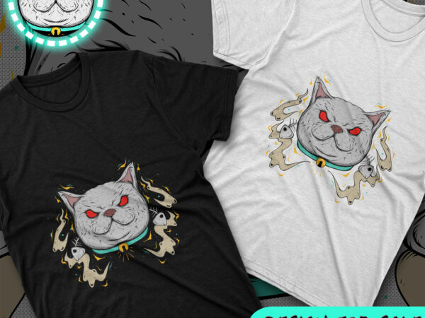 Scary cat tshirt design (ai/eps/psd/dxf/pdf/svg/webp/jpg/png)